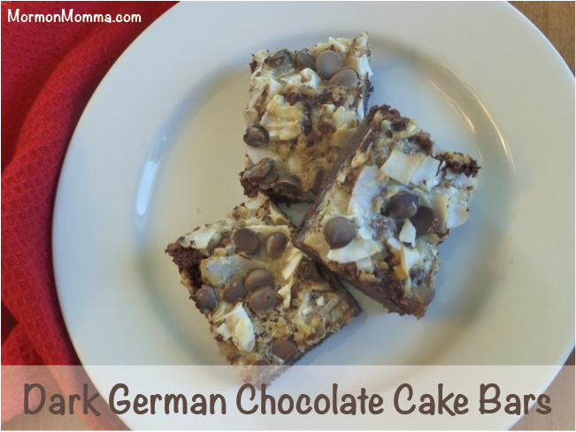 Dark German Chocolate Cake Bars