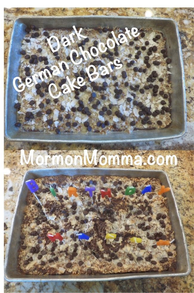 Dark German Chocolate Cake Bars