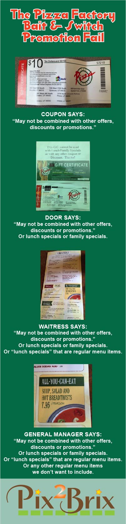 Pizza Factory Bait & Switch Promotion Fail